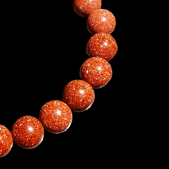 Goldstone Sandstone Bracelet Natural Stones 8mm Stretches Healing Bracelet - Picture 4 of 5